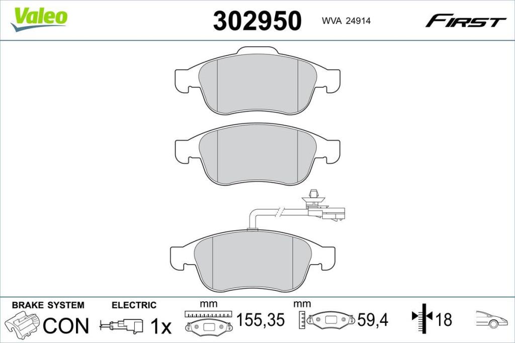 Jeu de 4 plaquettes de frein VALEO ref. 302950